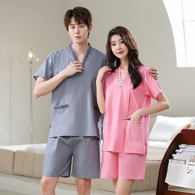 柔软纯棉布汗蒸服女款男士情侣款棉加肥大码浴服按摩汉蒸服桑拿服