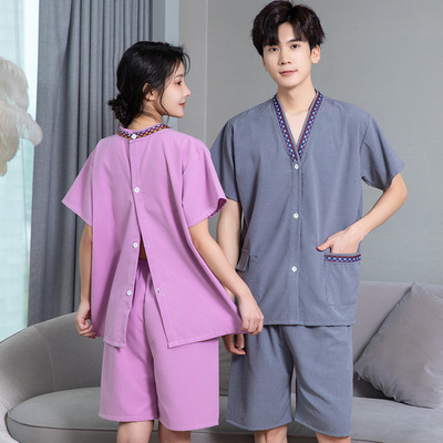 高档艾灸服前后开扣男女情侣足疗保健服美容理疗按摩服汗蒸服新款