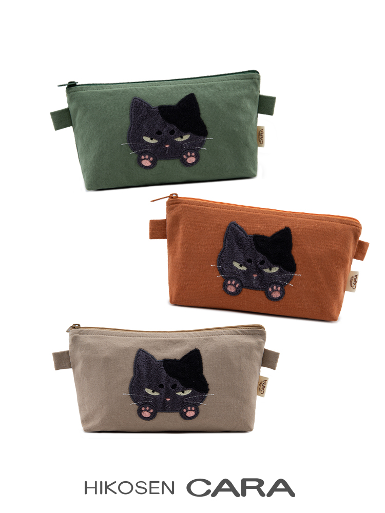 HIKOSEN CARA卡拉猫茶丸手拿包迷你耳机包帆布女可爱糖果色手机包