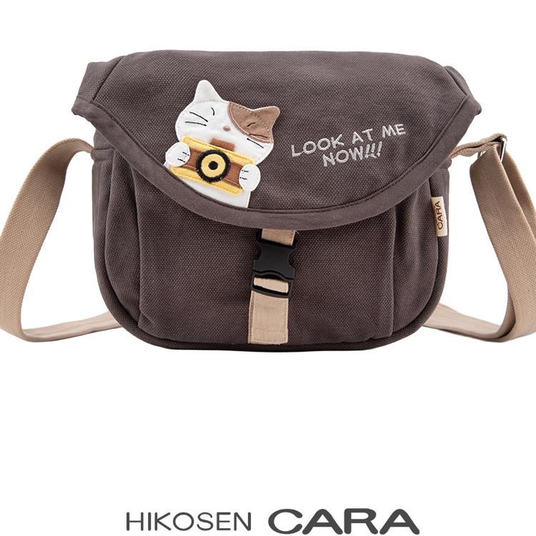 HIKOSEN CARA卡拉猫小Gon斜挎马鞍包日本帆布可爱女CCD收纳相机包