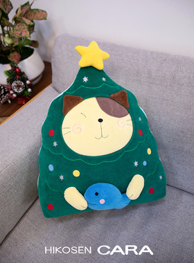 HIKOSENCARA卡拉猫圣诞树猫咪抱枕床上家居元旦耶诞枕头靠枕腰垫