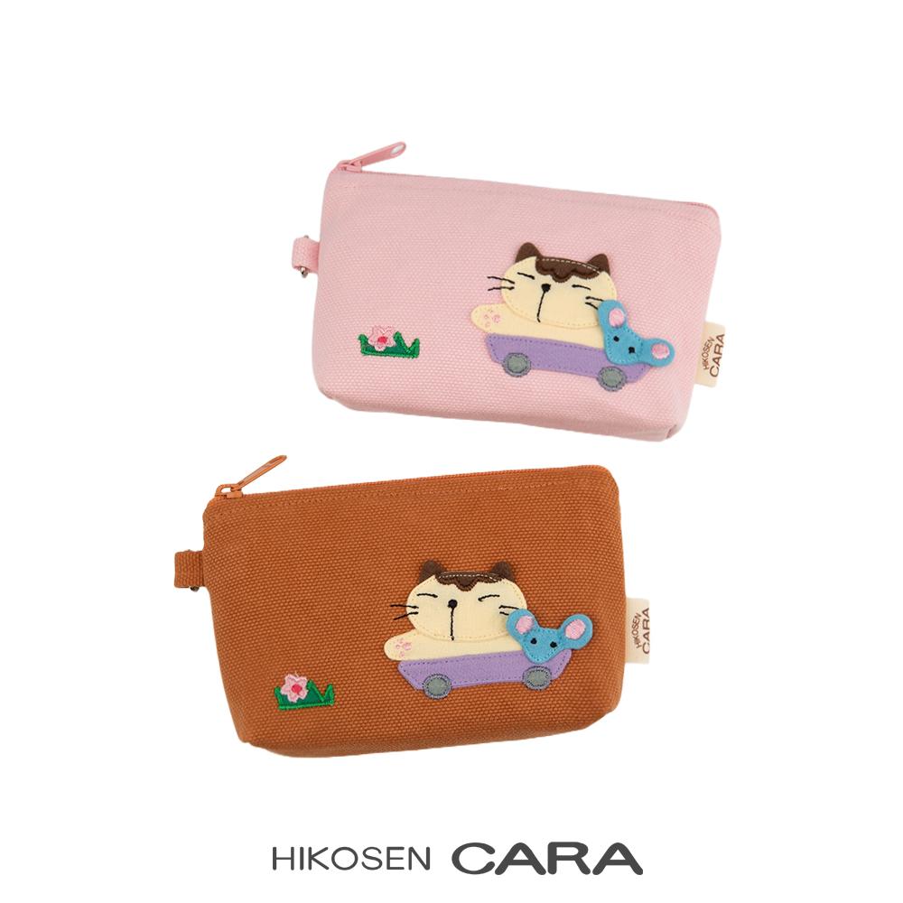 HIKOSEN CARA猫猫鼠鼠小车车小卡包日系棉帆布可爱女生迷你耳机包