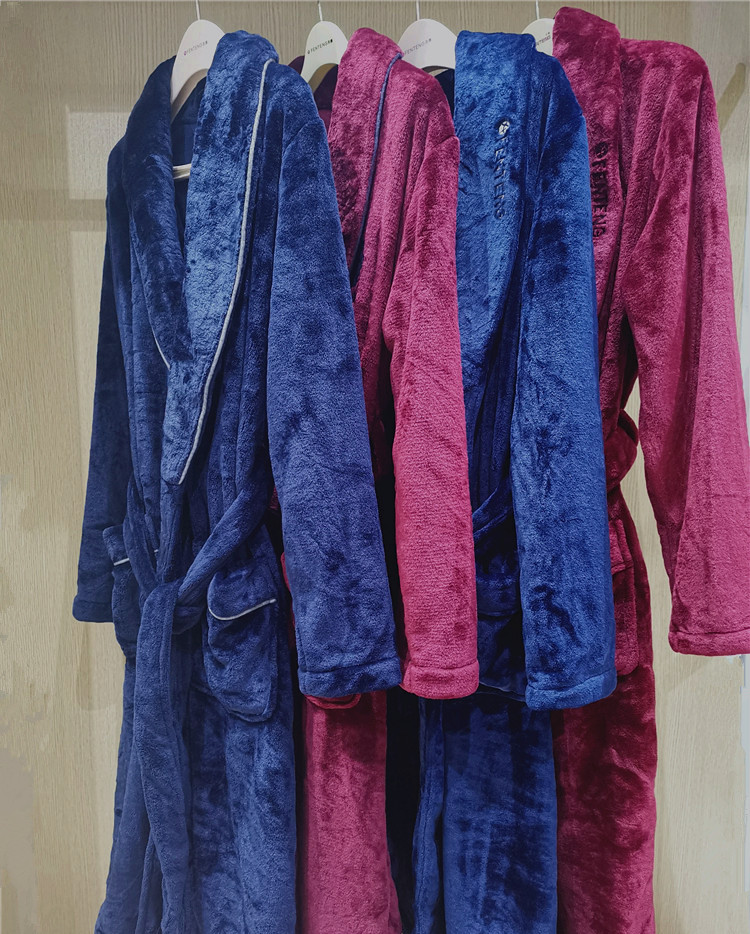 芬腾珊瑚绒秋冬季保暖长袖男睡袍