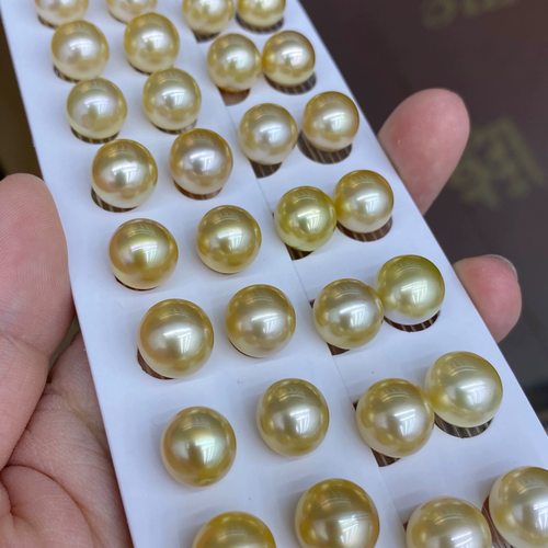 水之泪天然海水南洋金珠10-11毫米椭圆强光基本无暇颗粒裸珠半孔