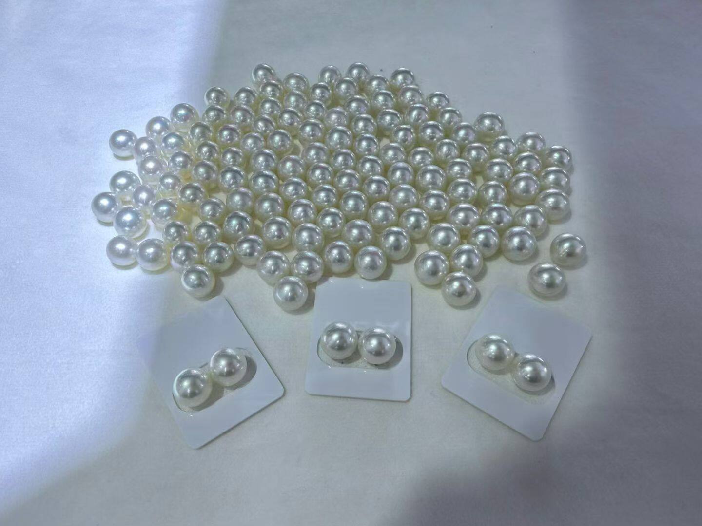 水之泪天然海水澳白珍珠10-11mm近正圆基本无瑕颗粒散珠配对半孔