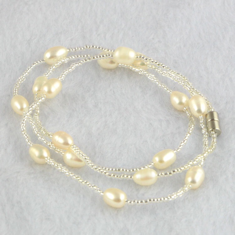 天然淡水珍珠米形手链项链无暇