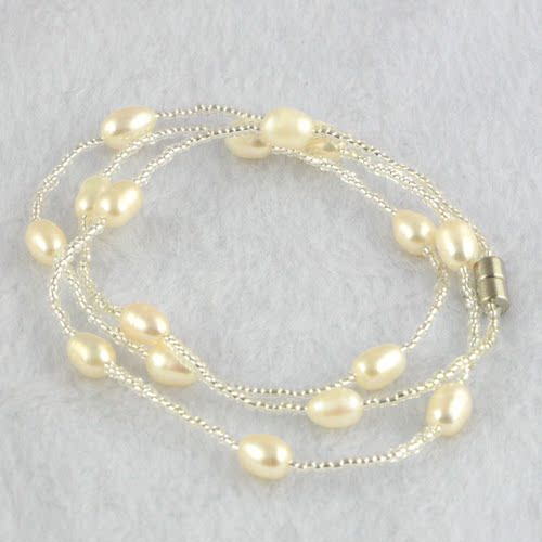 天然淡水珍珠米形手链项链无暇