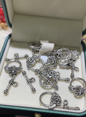 水之泪diy饰品配件材料珍珠手链项链扣镀藏银花朵雕刻款复古时尚