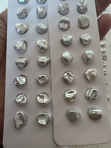 水之泪天然淡水珍珠耳钉碎银子7-8mm巴洛克不规则强光s925纯银针