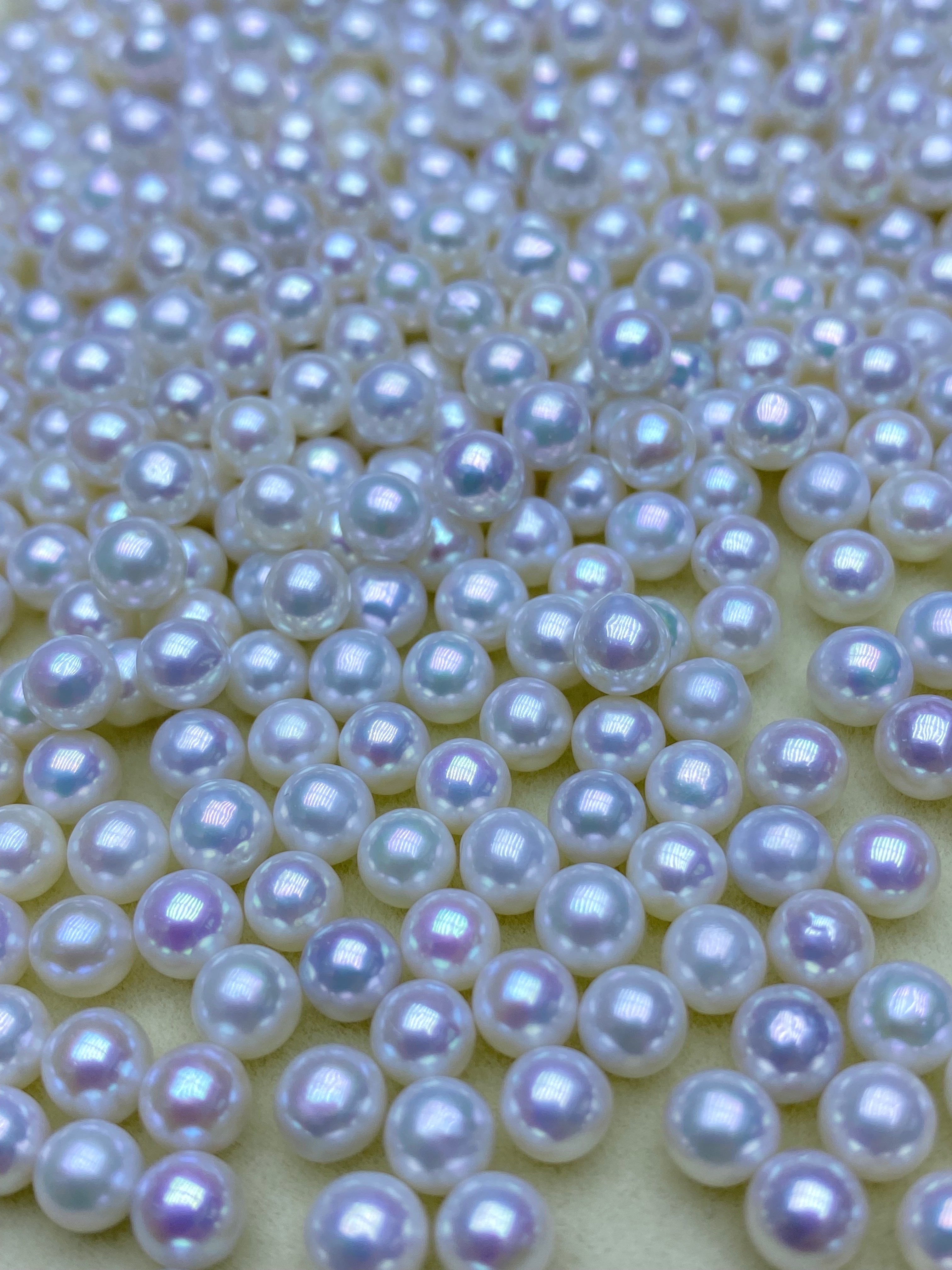 水之泪天然淡水ak珍珠颗粒裸散珠4-6mm近正圆半孔微瑕强光小灯泡