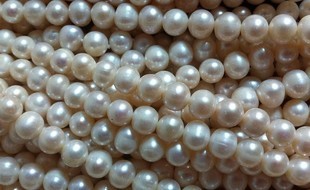 水之泪diy天然淡水无核珍珠颗粒8 9mm近圆强光有瑕全孔螺纹10颗拆