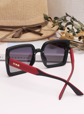 2025新款女士百搭拼色偏光太阳眼镜黑红色防紫外线开车驾驶眼镜潮