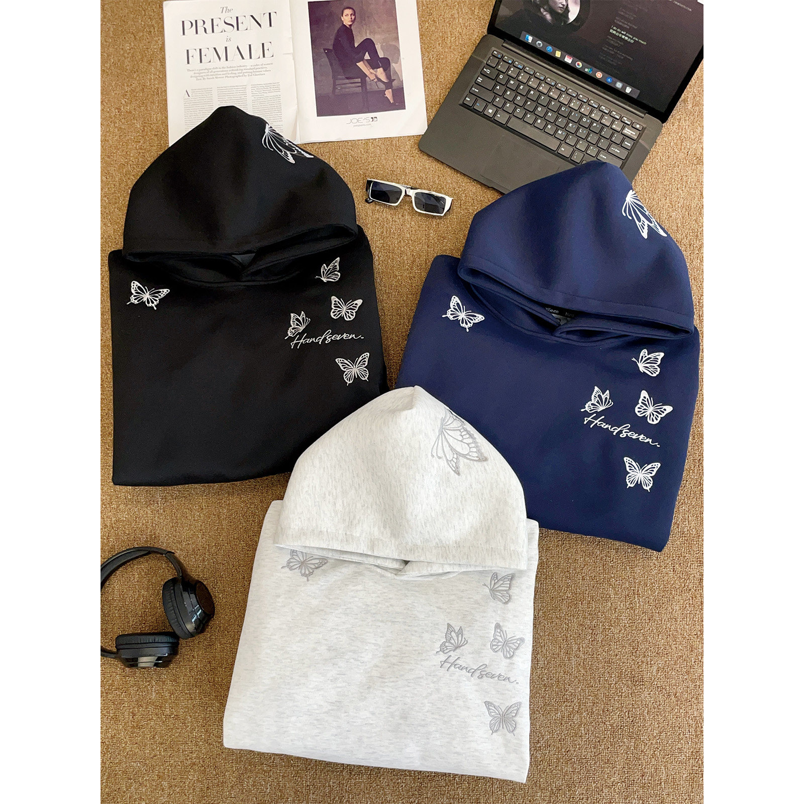 HandSeven新款设计感刺绣连帽衫