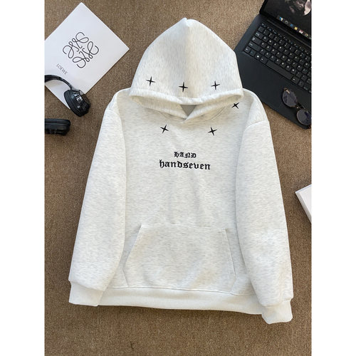 HandSeven潮流高街刺绣套头帽衫