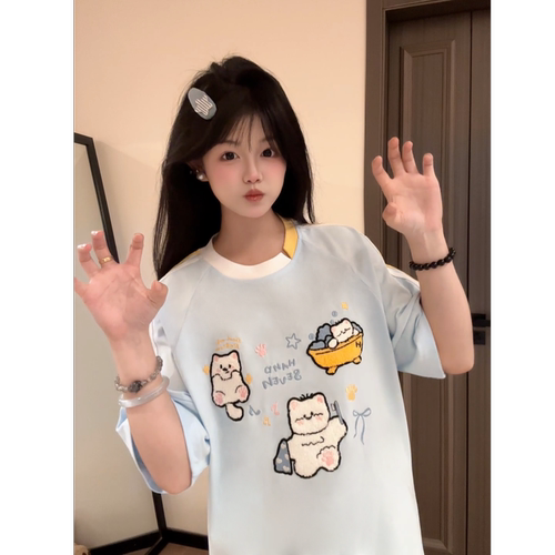 HandSeven短袖可爱男女刺绣T恤