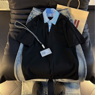 HandSeven短袖美式男女纽扣T恤