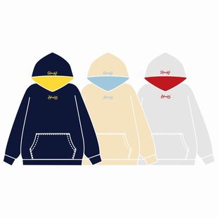 HandSeven秋冬美式复古高街潮牌刺绣字母情侣款连帽卫衣百搭外套