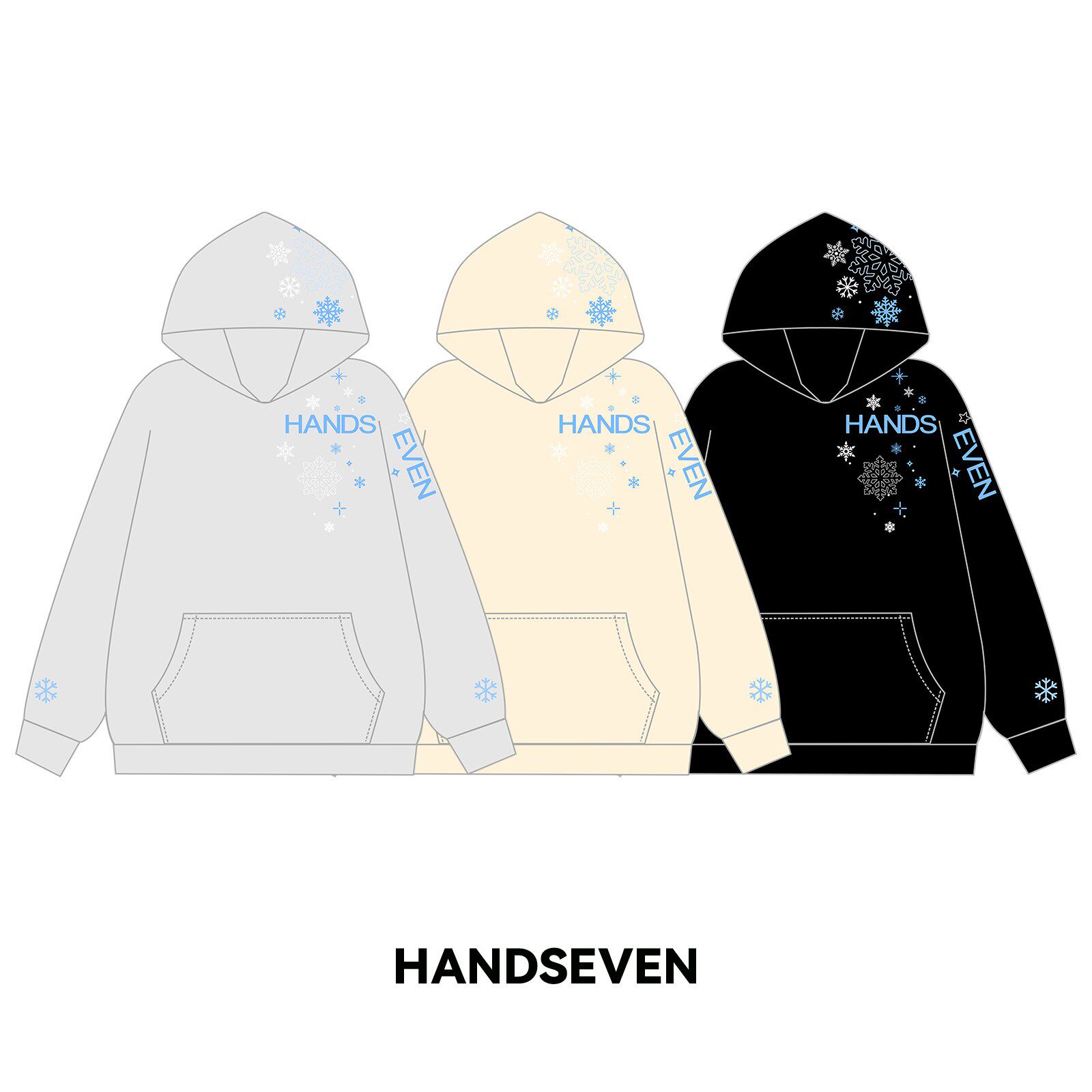 HandSeven美式复古设计感小雪花刺绣重磅连帽衫秋冬慵懒保暖外套