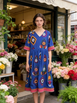 ｛美到失语｝！阿富汗服装土库曼斯坦游牧民族风老绣吉普赛连衣裙