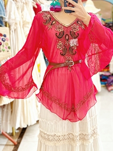 夏萨珑！斯里兰卡摩洛哥印度埃及尼泊尔阿拉伯纯手工钉珠纱丽上衣