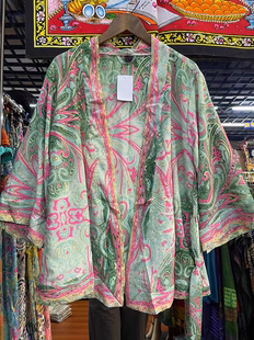 夏萨珑！印度植物丝民族风宽松蝙蝠袖防晒开衫度假风外套2025新款