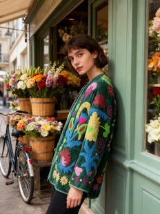 夏萨珑 小众26秋冬suzani刺绣天鹅绒夹克高密度外套 印度进口法式