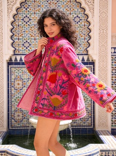 夏萨珑 小众25秋冬苏扎尼刺绣天鹅绒夹克外套suzani 印度进口法式