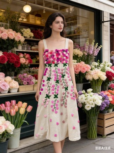 花仙子连衣裙棉质刺绣度假风田园夏季 夏萨珑 2026新 不周山物