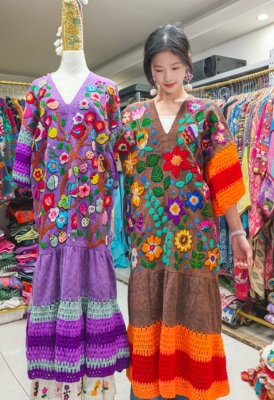 【浪漫花海】夏萨珑！花仙子清迈棉质手工刺绣度假风连衣裙2026新