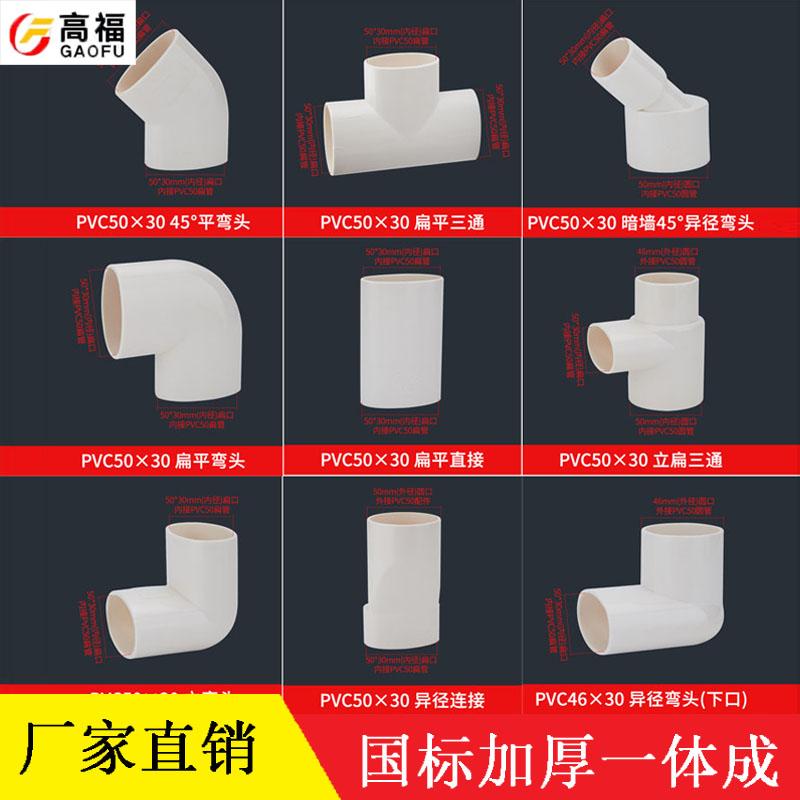 pvc扁管配件75椭圆管卫生间马桶