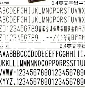 吉普生MaxStamp活字配印章 橡胶字盘 英文大写数字年月日 6.4MM