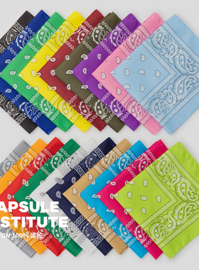 美式复古腰果花印花方巾hiphop潮流发带围脖嘻哈街舞Bandana头巾