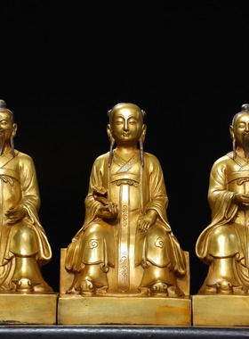 三茅真君神铜佛像茅山祖师司命茅盈定禄茅固保命茅衷家居供奉摆件