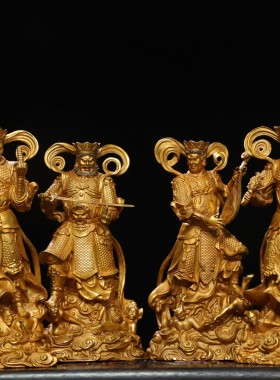 黄铜四大金刚天王增长多闻广目持国魔家四将家四将护法神像工艺品