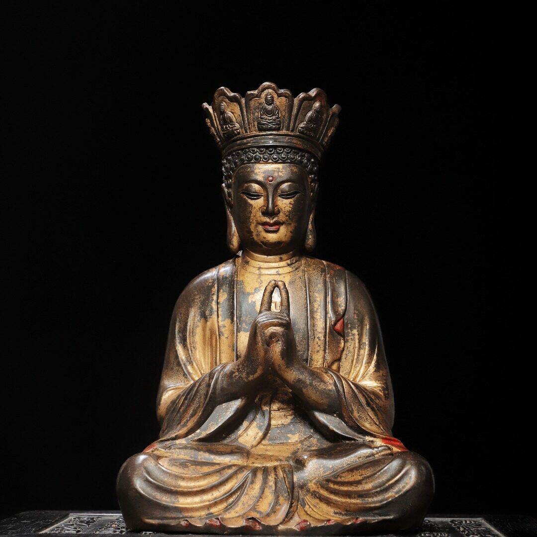 毗卢观音纯铜仿古拓金地藏王菩萨密宗长寿佛家居佛堂供佛装饰摆件