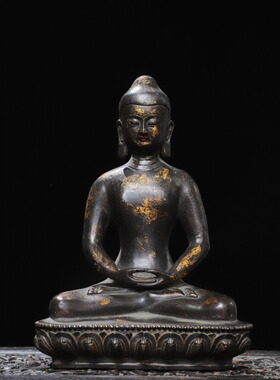 释迦牟尼黄铜拓金宝生如来药师佛家居佛堂供佛桌面装饰品复古摆件