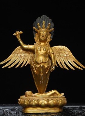 纯铜大鹏鸟摆件金翅大鹏仿古佛像雷震子护法雷公神像供奉装扮用品