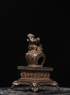 藏传尼泊尔密宗法器烟供香炉纯铜能食金刚护法香薰炉黄铜藏式摆件