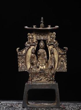 纯铜佛像仿古收藏铜器北魏佛背光佛家居佛堂供奉供佛装饰工艺摆件