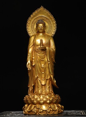 琉璃药师佛像藏传密宗纯铜全鎏金家居客厅佛堂办公室桌面装饰摆件