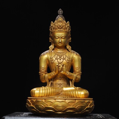 大号金扎纳巴尔阿弥陀佛像纯铜鎏金宝生不空成就蒙古供奉装饰摆件