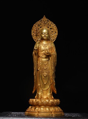 地藏王菩萨佛像藏传密宗纯黄铜全鎏金家居用佛堂客厅供奉桌面摆件