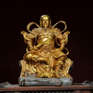 真武大帝风水摆件纯黄铜器玄武祖师佛像真武大帝祖师爷客厅工艺品