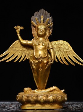纯铜大鹏鸟摆件金翅大鹏仿古佛像雷震子护法雷公神像供奉装扮用品