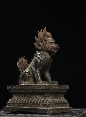 纯铜麒麟摆件复仿古铜器獬豸招财家居办公桌面风水装饰品创意礼品