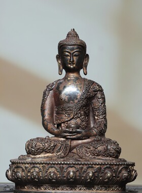释迦牟尼黄铜泥金阿弥陀佛药师佛大日如来客厅佛堂供佛装饰品摆件