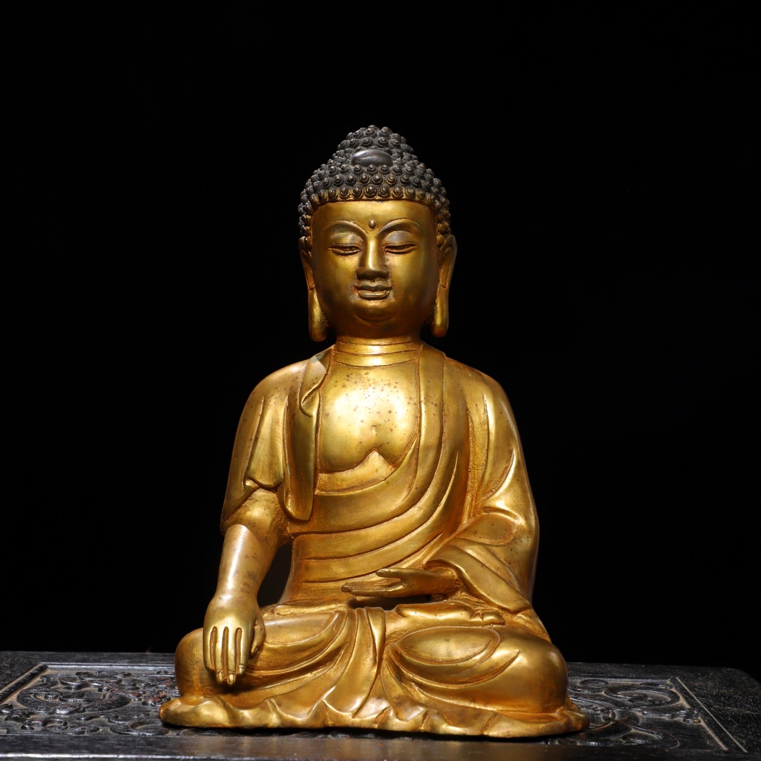 藏传密宗阿弥陀佛佛像摆件纯铜全鎏金家用佛堂供奉装饰工艺品摆件