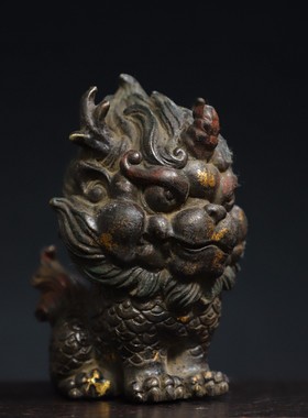 纯铜麒麟摆件仿古铜器獬豸招财家居办公桌面风水装饰工艺创意礼品