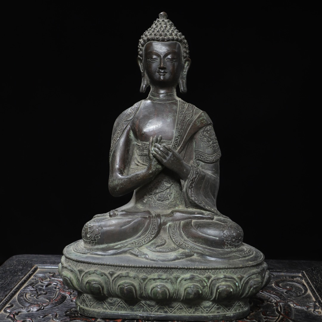 纯铜大日如来佛祖释迦摩尼菩萨佛像家用客厅玄关供奉佛堂装饰摆件