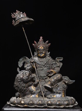 大号黄铜财宝天王复古摆件家用客厅店铺佛像毗沙门多闻铜像装饰品